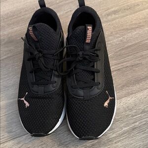 Puma Black Athletic Shoes with Pink Accents